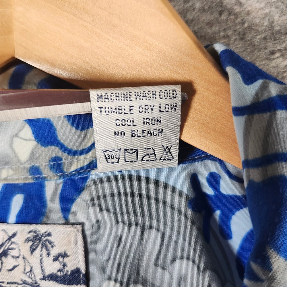 VTG Pineapple Connection Men XL Hawaiian‎ Shirt Aloha Blue Floral Hang Loose 90s - Picture 6 of 10